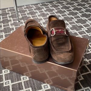 Gucci men’s brown suede loafers